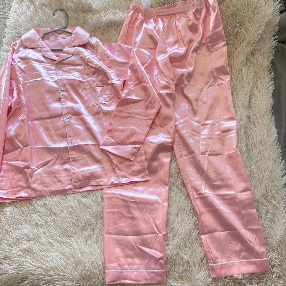 Tebbis Pink Satin Girls Pajamas